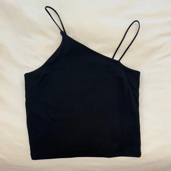 Good American Black Asymmetrical Camisole Crop - Picture 1 of 4